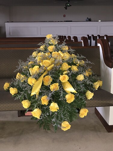 Peaceful Yellow Casket Spray