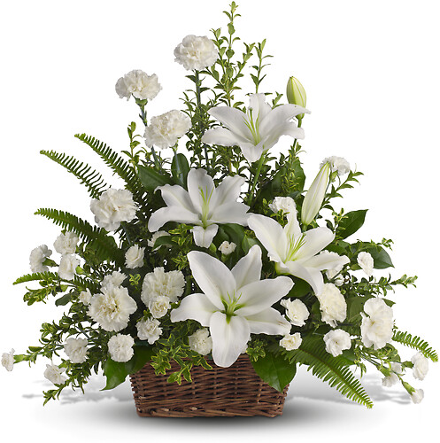 Peaceful White Lilies Basket